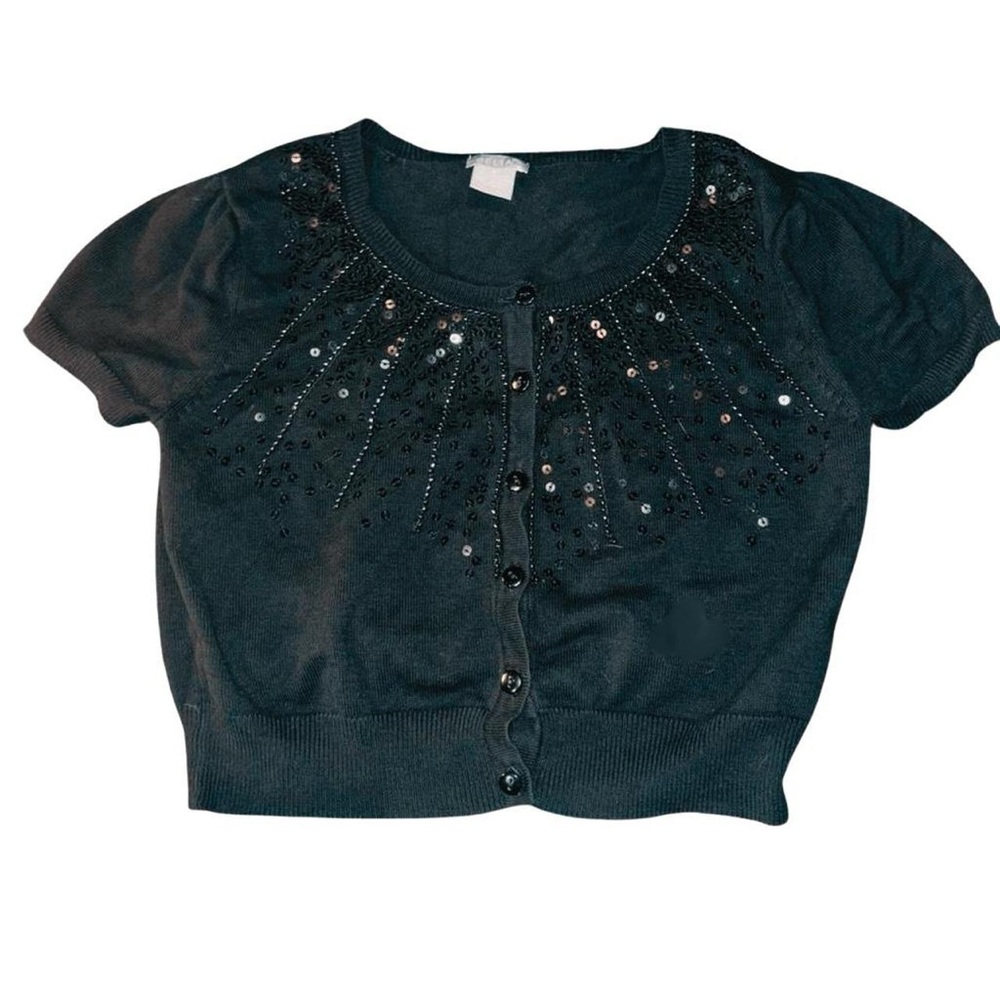 dELiA*s Black Sequin Button Down Shirt - Picture 5 of 5